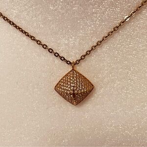 Swarovski TACTIC Pendant Necklace Pyramid Shaped Pendant Crystals Gold Plated
